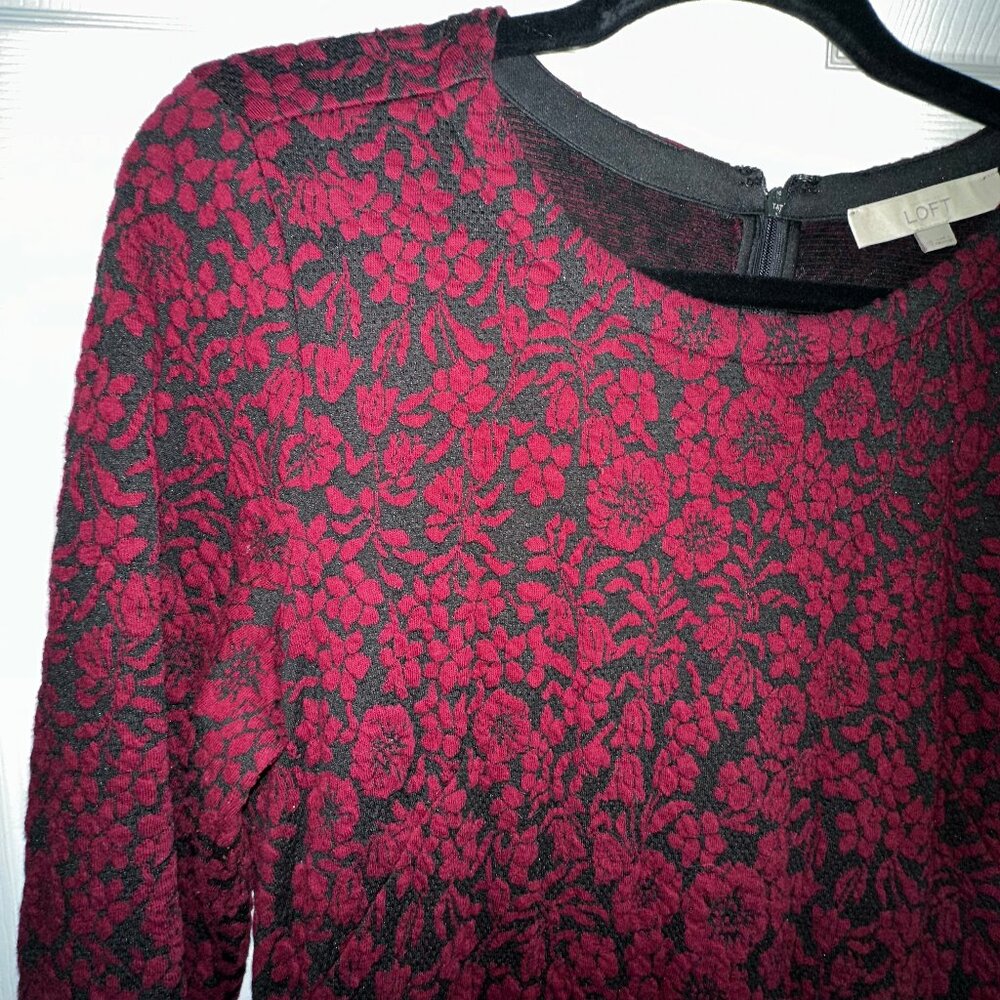 Loft Long Sleeve Floral Fit and Flare Dress - Picture 2 of 4
